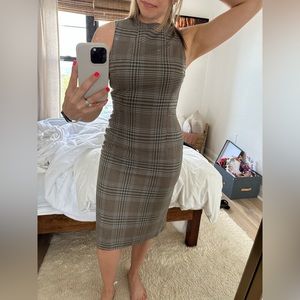 Antonio Melani plaid dress with pleated back.